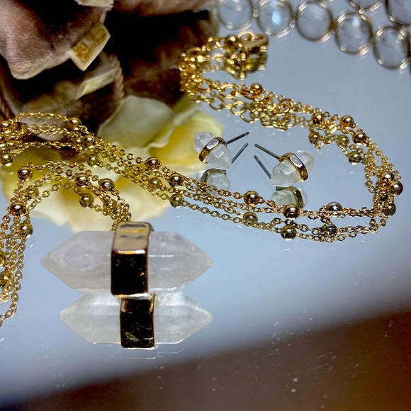 Rose Quartz necklace and earrings set. - Picture 2 of 2